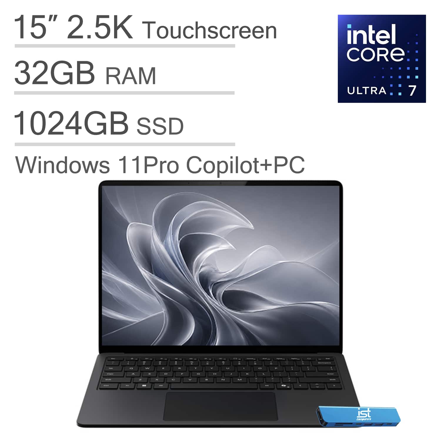 Microsoft - Upgraded - Surface Laptop 7 15" 2.5K 120Hz Touchscreen Laptop - Copilot+ PC - Intel Core Ultra7 268V - 32GB RAM - 1TB SSD - Black