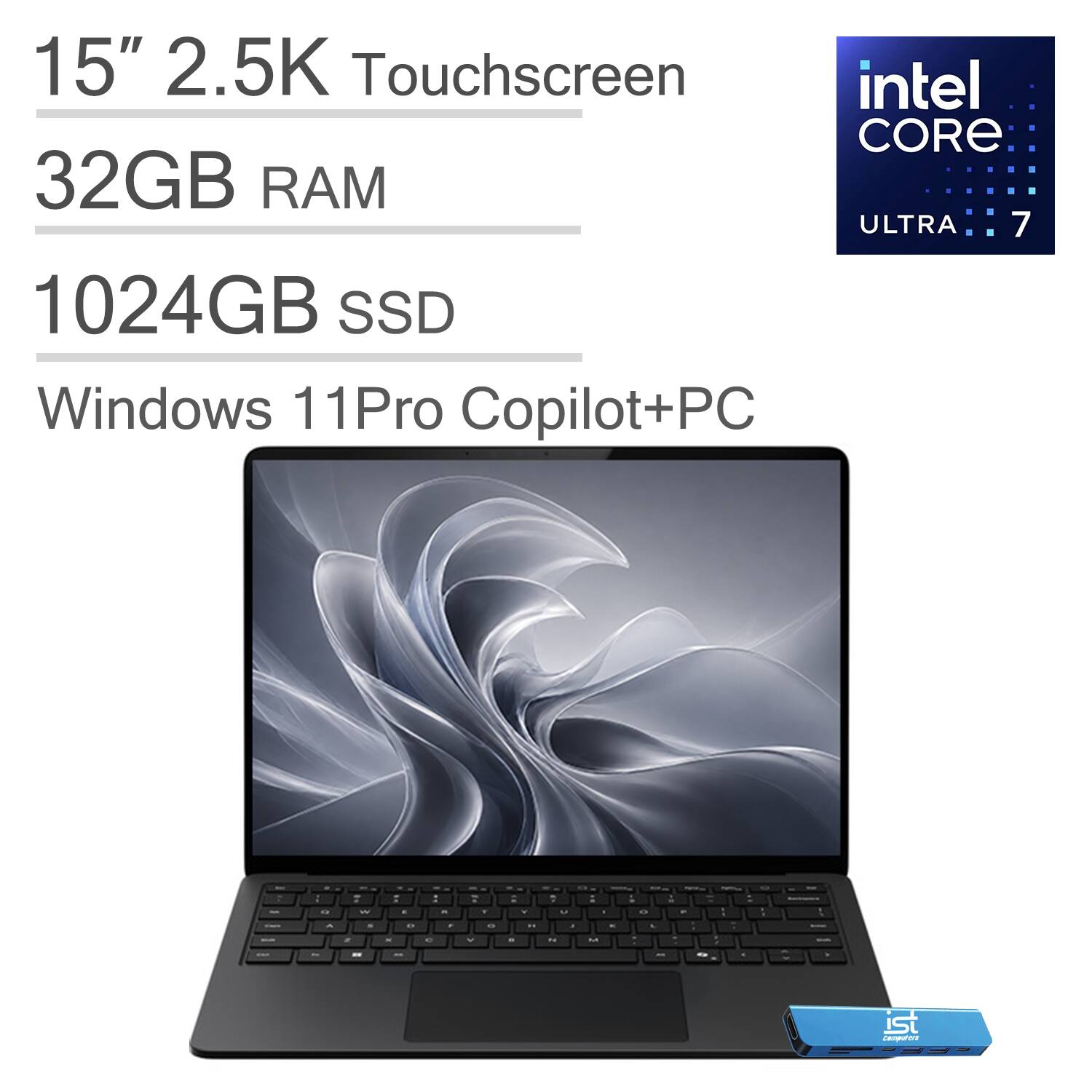 Microsoft - Upgraded - Surface Laptop 7 15" 2.5K 120Hz Touchscreen Laptop - Copilot+ PC - Intel Core Ultra7 268V - 32GB RAM - 1TB SSD - Black