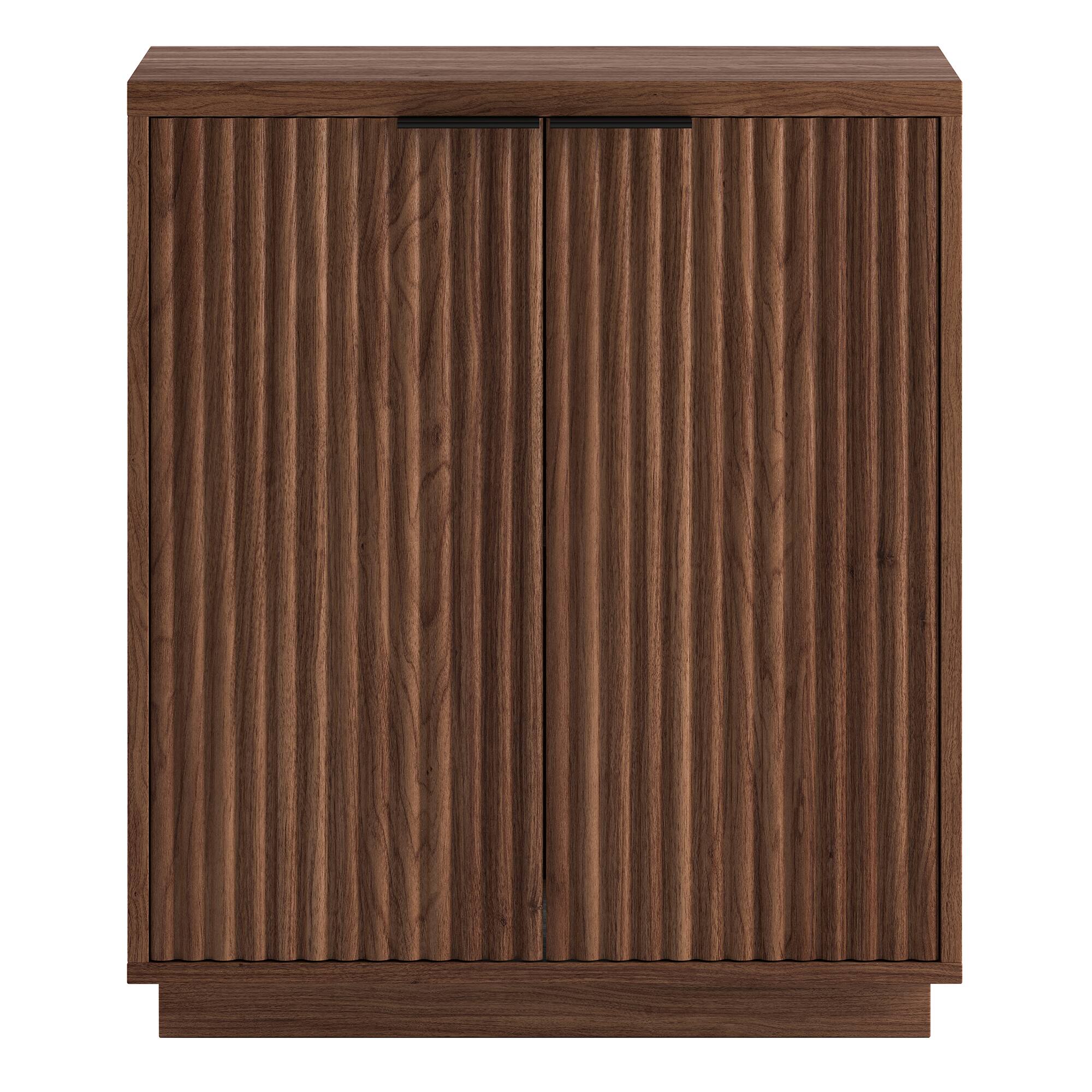 Angle. Hudson&Canal - Mansfield 28" Wide Rectangular Fluted Accent Cabinet - Medium Brown.