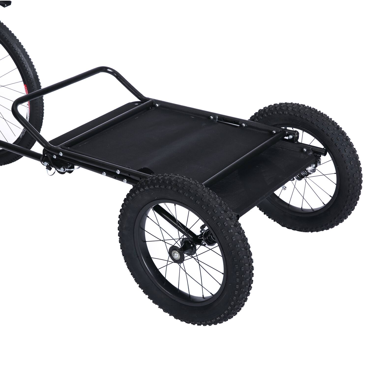 Back. Jupiter Bikes - Fat Tire Utility Bike Trailer - All-Terrain Gear and Equipment Hauler w/ Suspension, 220 lb Load - Universal Hitch - Black.