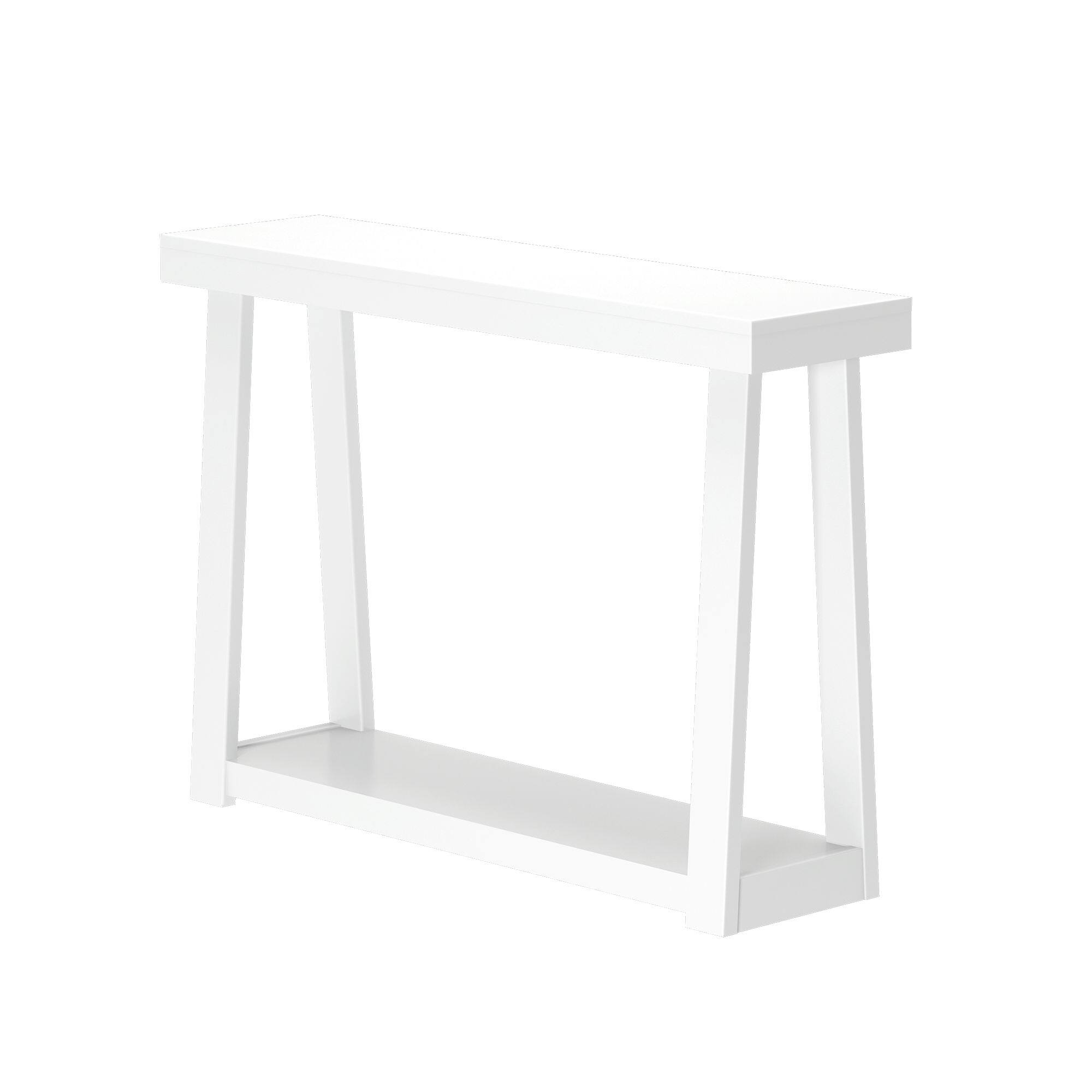 Alt View 2. Plank+Beam - Classic Console Table with Shelf - 46 inches, White - White.