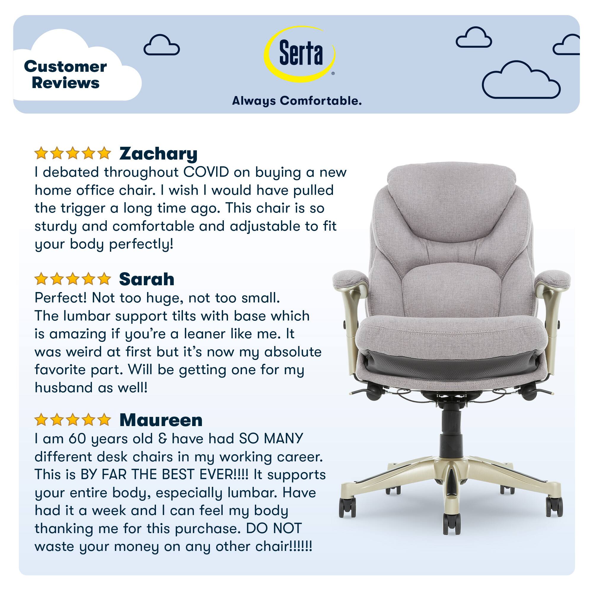 Alt View 20. Serta - Upholstered Back in Motion Health & Wellness Office Chair with Adjustable Arms - Fabric - Light Gray.