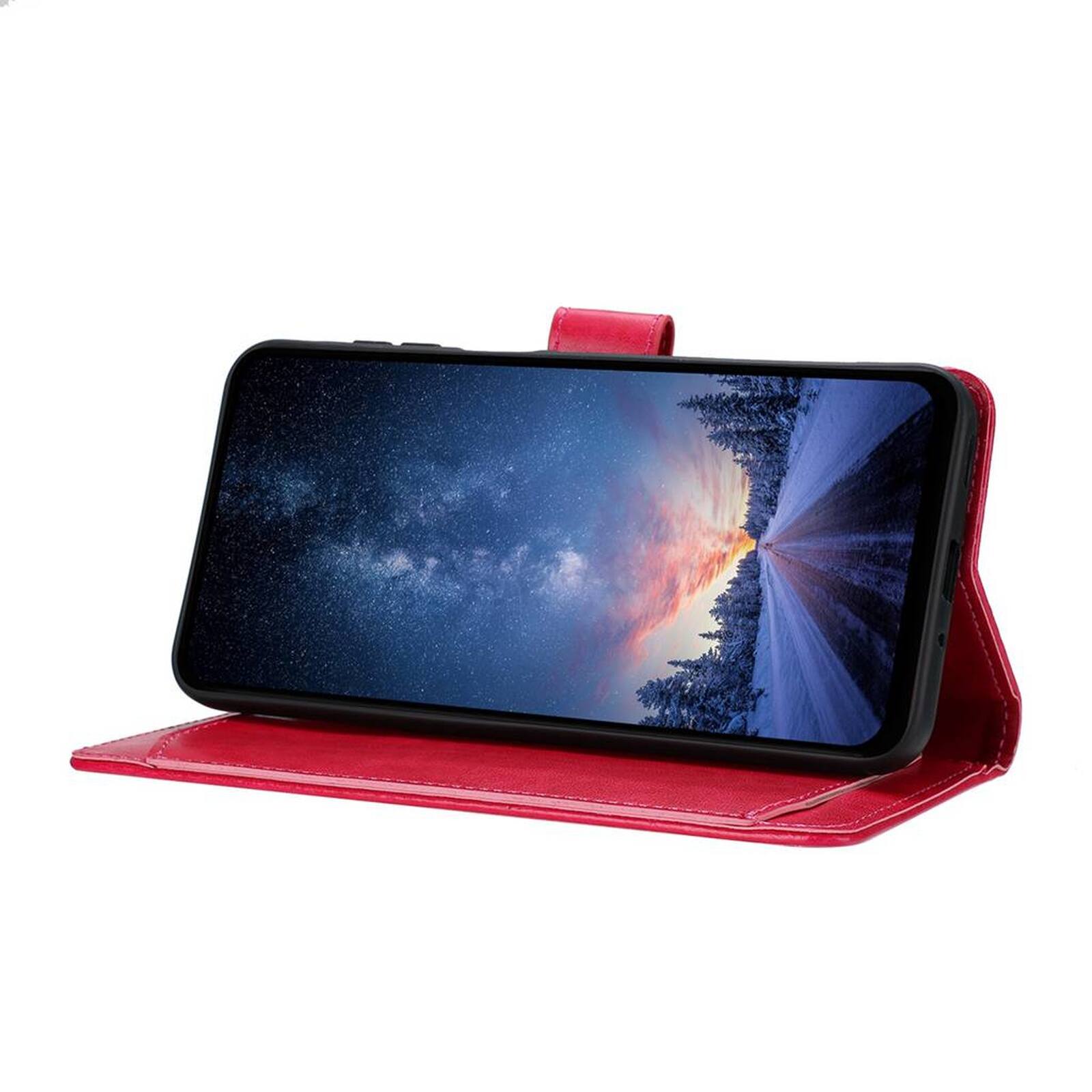 Angle. Dteck - Dteck Wallet Folio Case for Apple iPhone 17 Pro Max, Shockproof Magnetic PU Leather Flip Card Slots Stand Case - Rose.