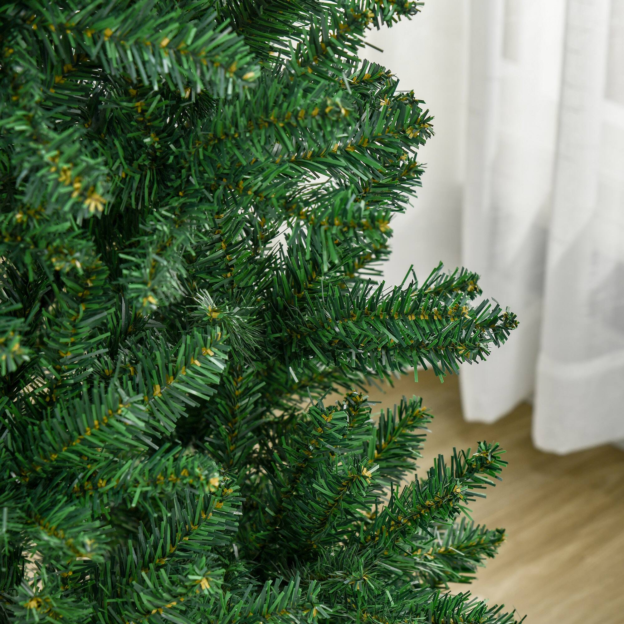 Alt View 8. Homcom - Tall Unlit Slim Fir Artificial Christmas Tree with Realistic Branches, and 583 Tips - Green.