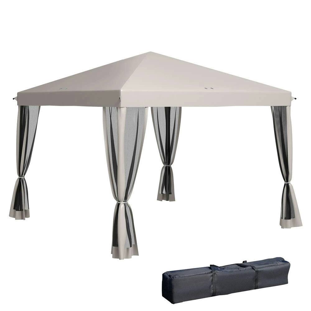 Front. Spaco - Spaco 10' x 10' Pop Up Canopy Tent with Netting,Instant Gazebo,Screen House - Beige.