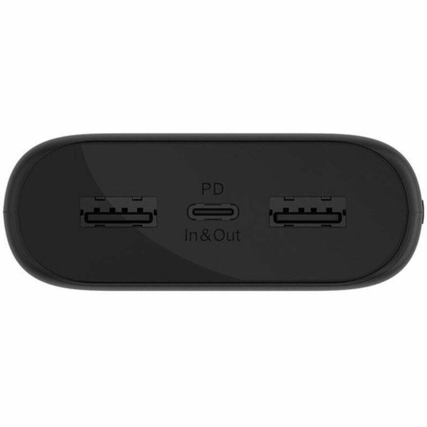 Alt View 6. Belkin - Belkin 20W 3-port USB Power Bank - 20K mAh - 2xUSB-A (12W), 1xUSB-C (15W) - Portable Charger - w/ USB-C to USB-C Cable.