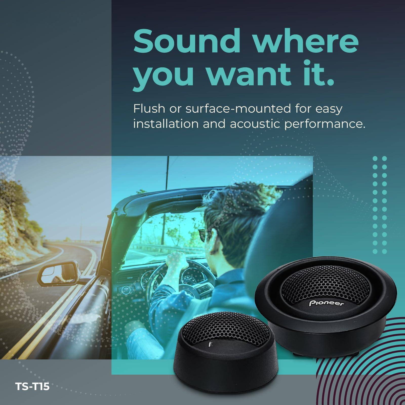 Sound where you want it.  
Flush or surface-mounted for easy installation and acoustic performance.  
Pioneer TS-T15