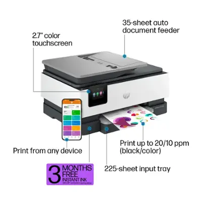 HP - OfficeJet Pro 8125e Wireless All-In-One Inkjet Printer with 3 months of Instant Ink Included with HP+ - White