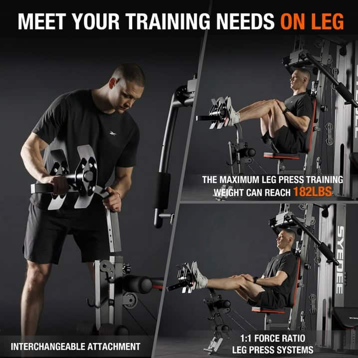 MEET YOUR TRAINING NEEDS ON LEG
THE MAXIMUM LEG PRESS TRAINING WEIGHT CAN REACH 182LBS
SYDEE INTERCHANGEABLE ATTACHMENT
1:1 FORCE RATIO LEG PRESS SYSTEMS