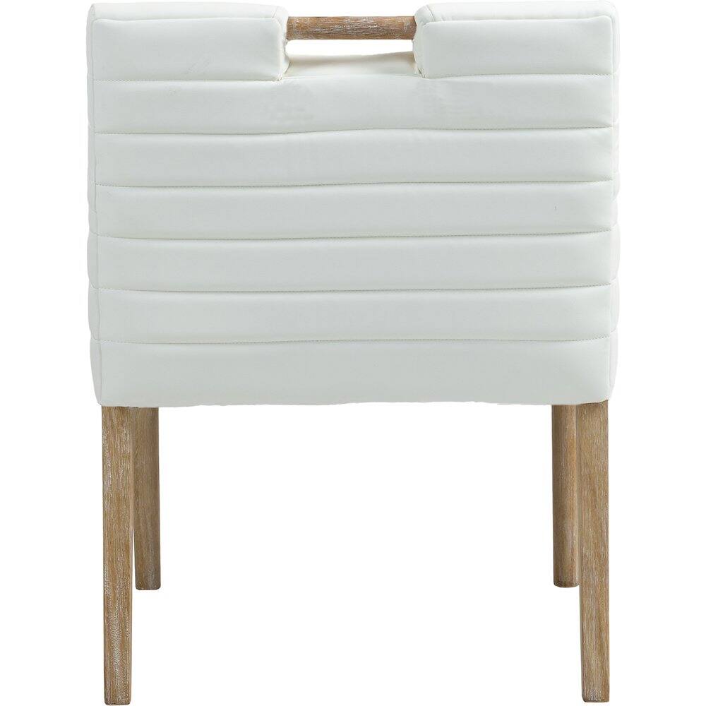 Alt View 4. Meridian Furniture - Aimee Cream Vegan Leather Dining Arm Chair - Beige.