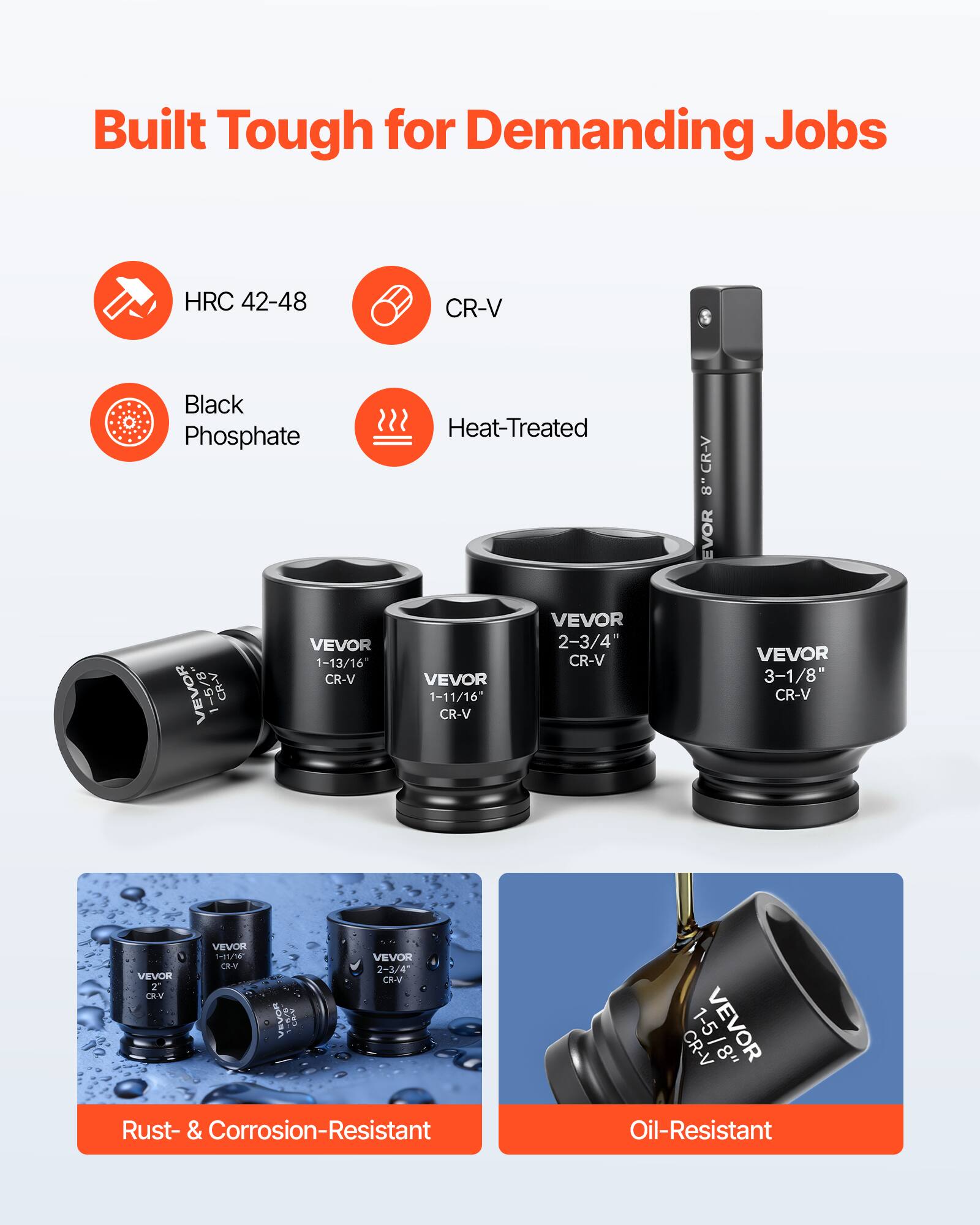 Built Tough for Demanding Jobs

- HRC 42-48
- CR-V
- Black Phosphate
- Heat-Treated

Sizes:
- 1-13/16" CR-V
- 1-11/16" CR-V
- 2-3/4" CR-V
- 3-1/8" CR-V
- 2" CR-V
- 8" CR-V

Features:
- Rust- & Corrosion-Resistant
- Oil-Resistant