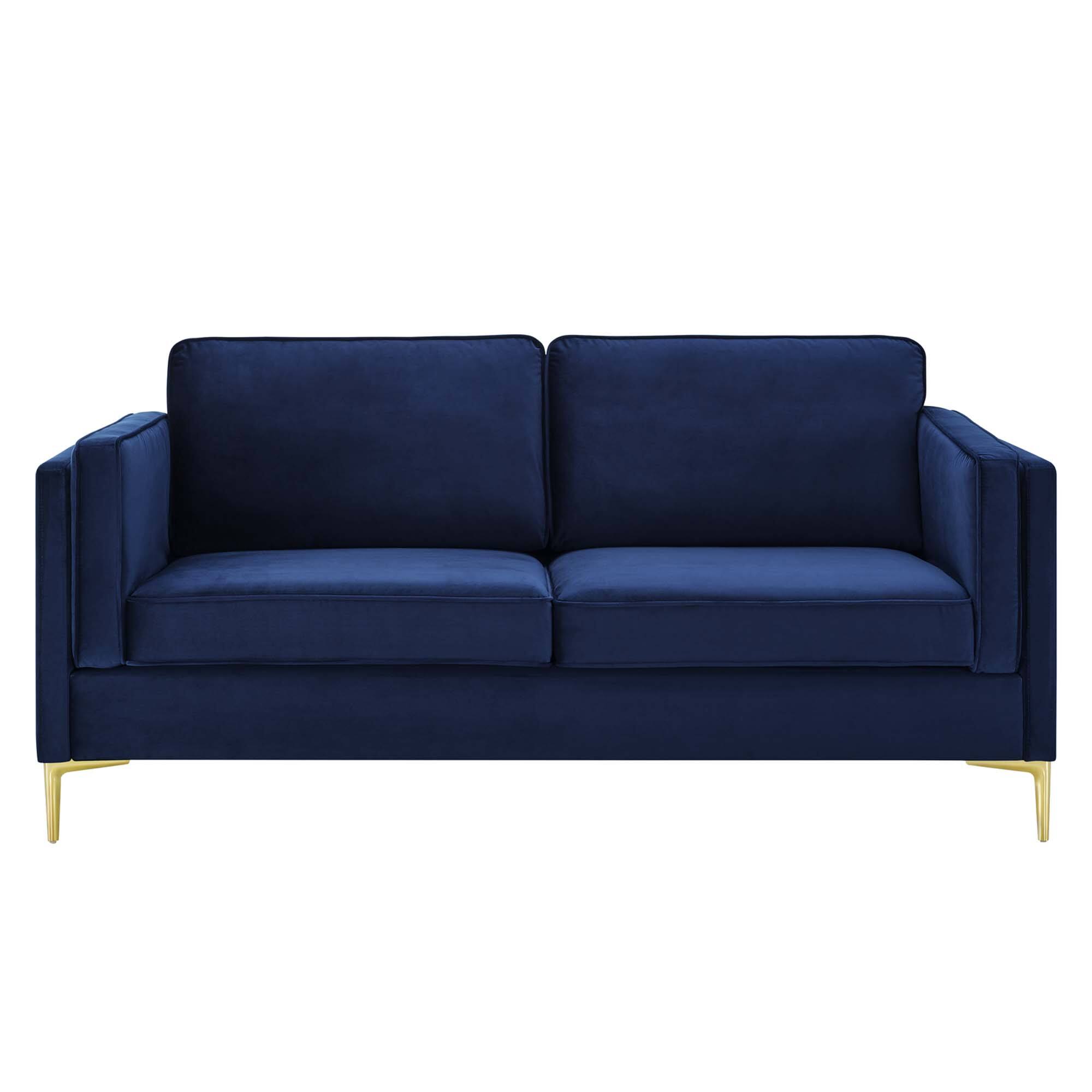 Alt View 4. Modway - Kaiya Performance Velvet Sofa by Modway - Midnight Blue.