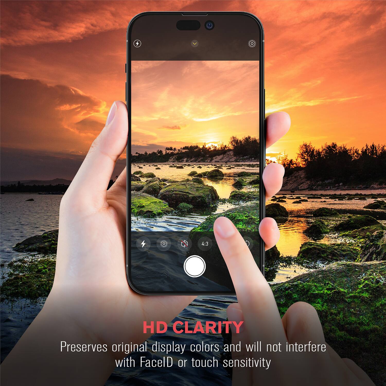 HD CLARITY  
Preserves original display colors and will not interfere with FaceID or touch sensitivity