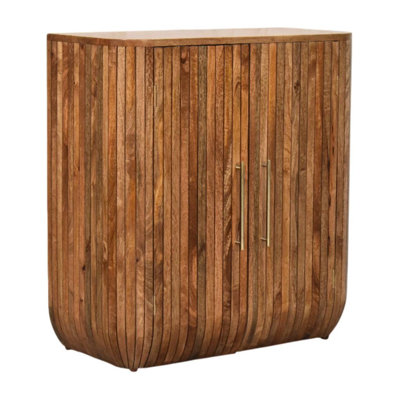 Back. Artisan Furniture - Artisan Furniture, Fluted Curve Cabinet, With 2 Metal Sleek Handle, Ample interior space. - Brown.