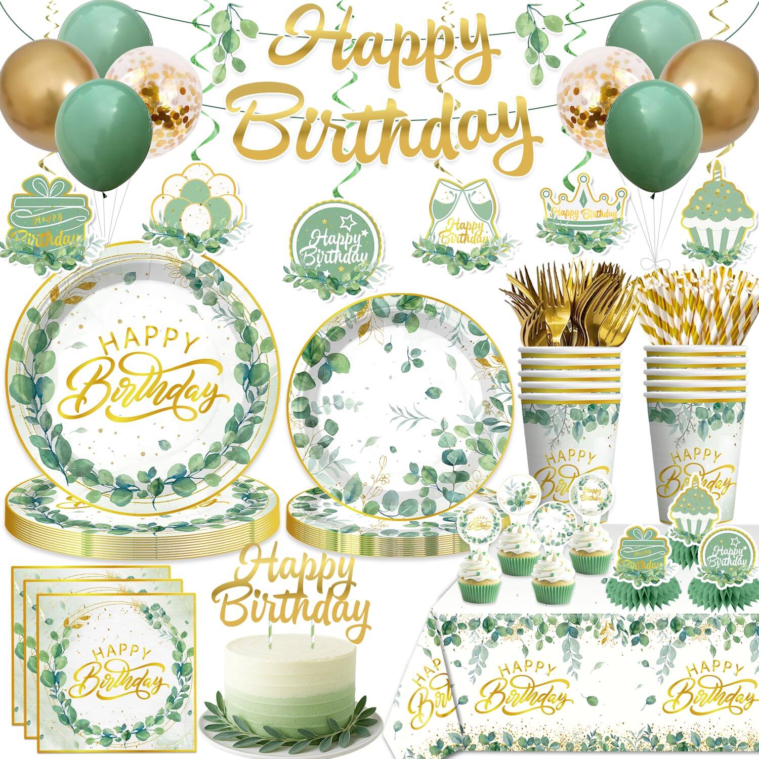 Dapper Styles 201 Sage Birthday Decorations Plates And Napkins Set ...