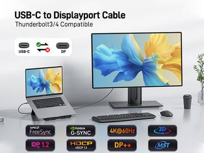 QGeeM - Cable USB C a DisplayPort, 4 K a 60 Hz, Thunderbolt 3 a DisplayPort compatible con QGeeM - Cable USB C a DisplayPort, 4 K a 60 Hz, Thunderbolt 3 a DisplayPort compatible con