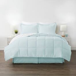 Hivvago - King size Microfiber 6-Piece Reversible Bed-in-a-Bag Comforter Set - Aqua Blue