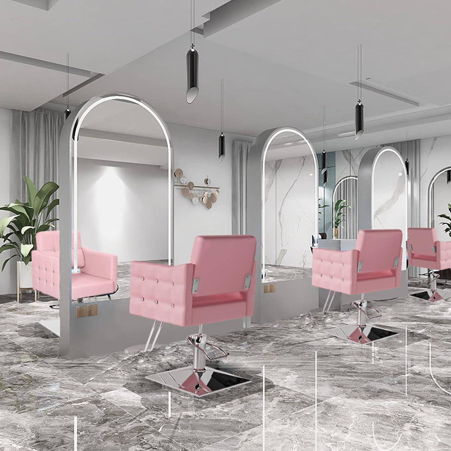 Alt View 1. Winado - Hydraulic Barber Chair Salon Chair with Crystal Button Tufted for Hair Stylist Heavy Duty Tattoo Chair - Pink.
