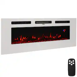 Sunnydaze - 50 in Sophisticated Hearth Indoor Electric Fireplace - White