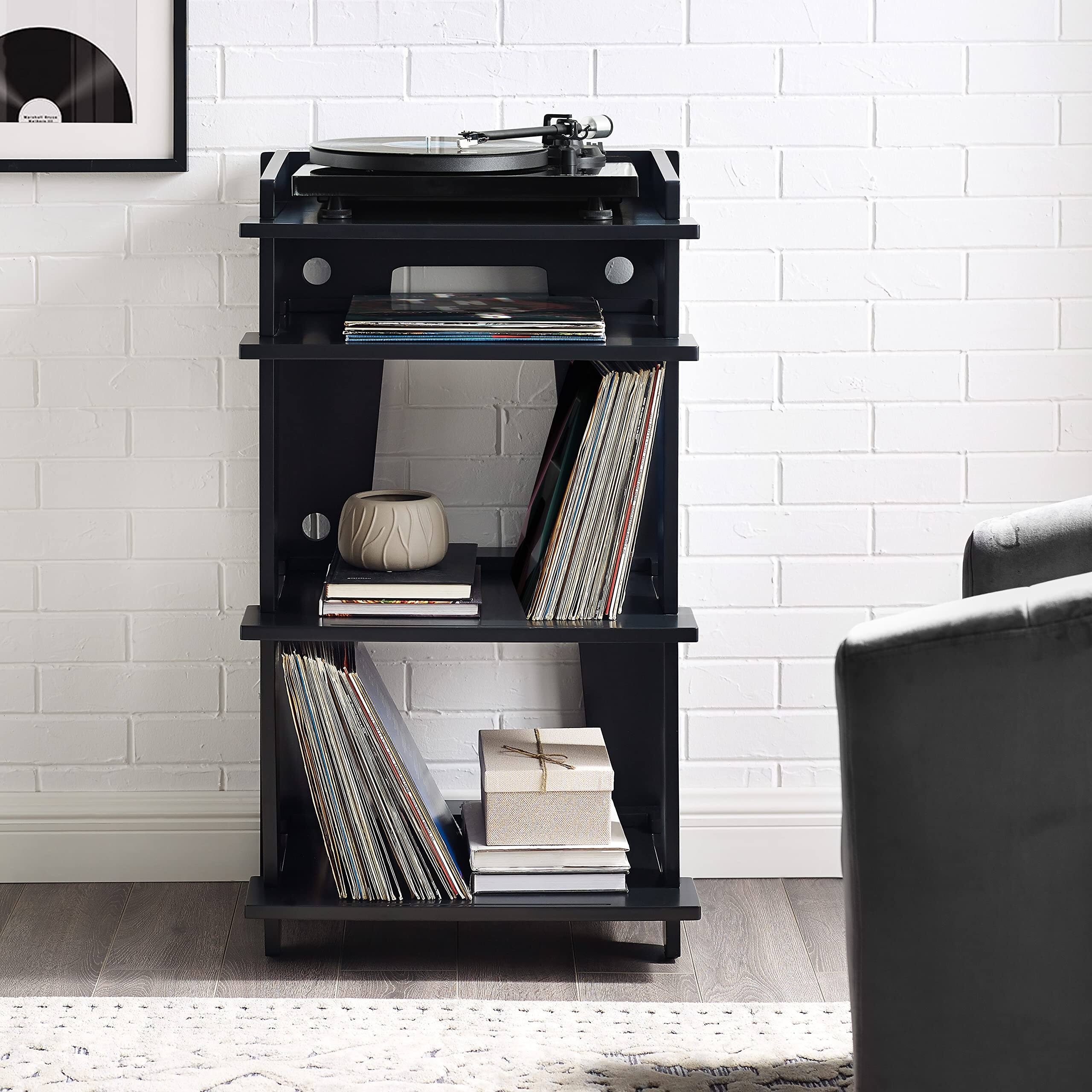 Alt View 3. Crosley Furniture - Soho Record Player Stand With Vinyl Storage - Black.