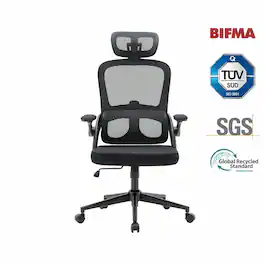 SIHOO - Ergonomic High Back Office Chair with 3D Armrests and Adjustable 2D Headrest - Black