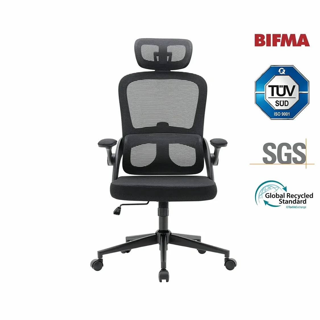 SIHOO - Ergonomic High Back Office Chair with 3D Armrests and Adjustable 2D Headrest - Black