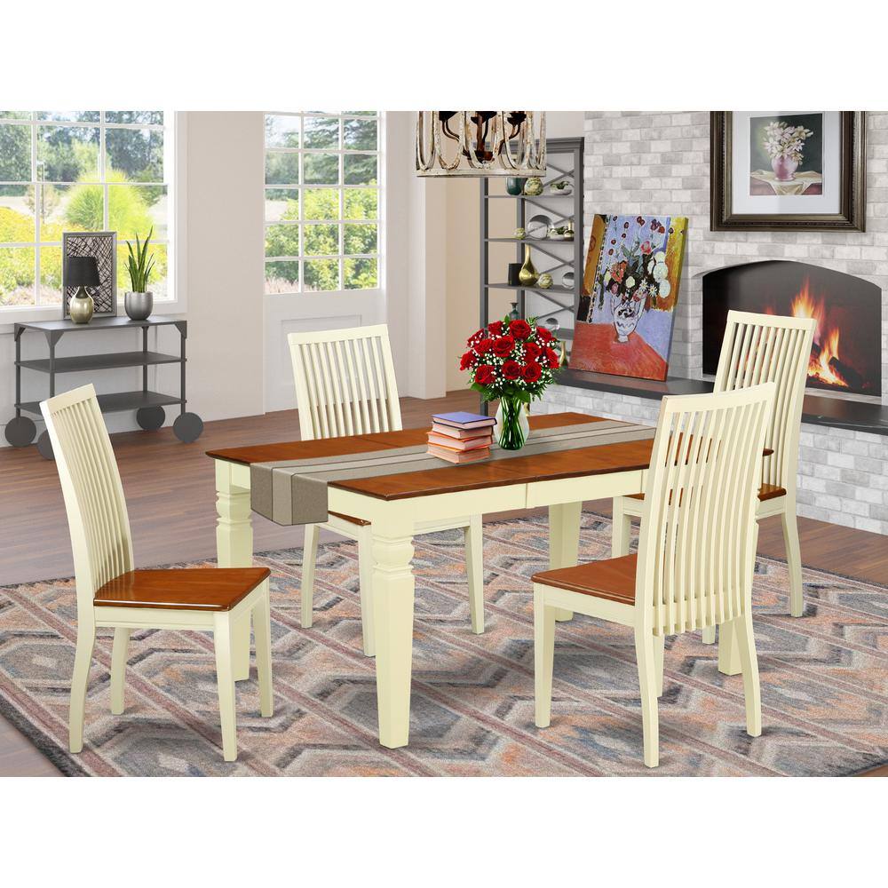 Back. East West Furniture - Dining Room Set Buttermilk & Cherry - Brown.