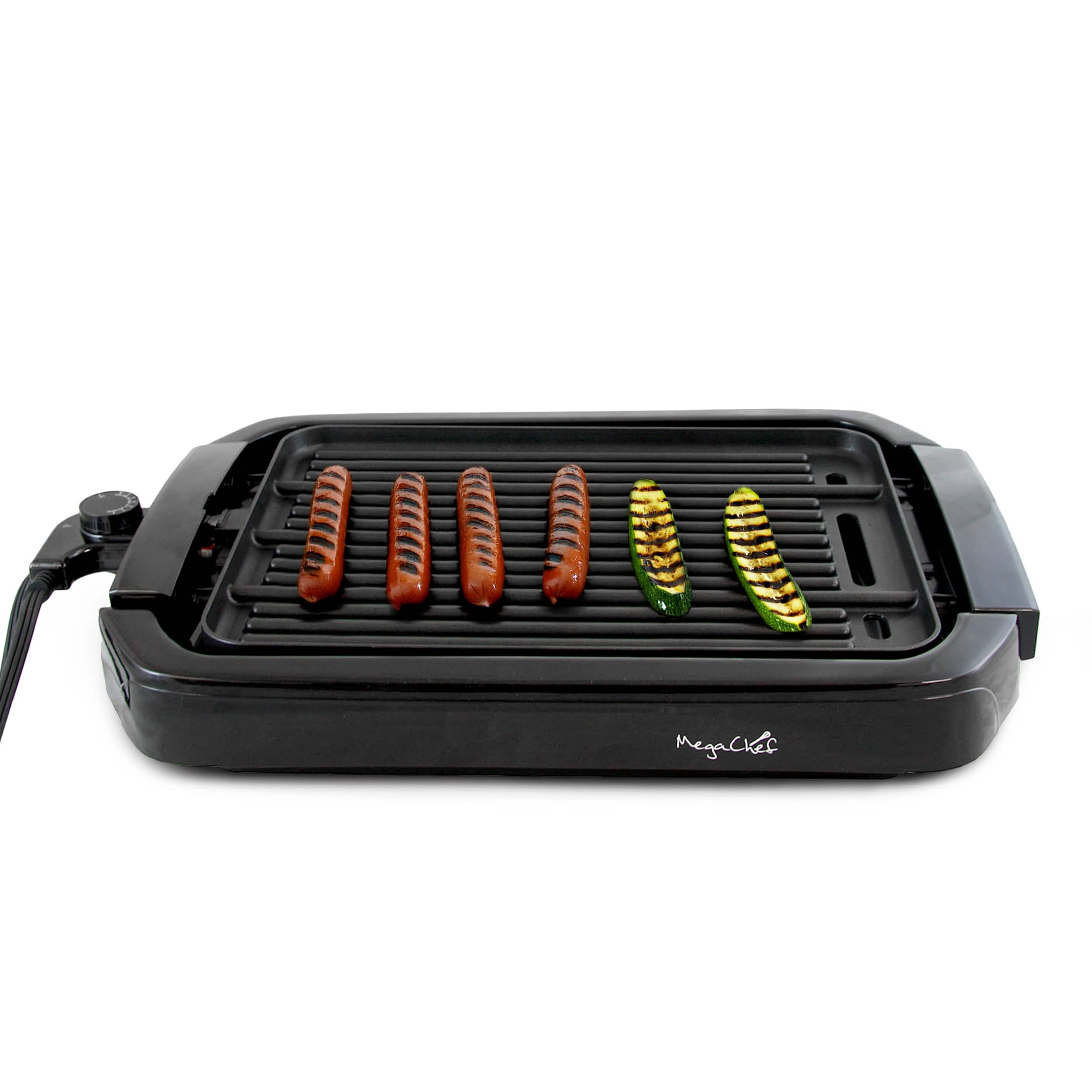 Front. MegaChef - MegaChef Dual Surface Reversible Indoor Grill and Griddle - Black.