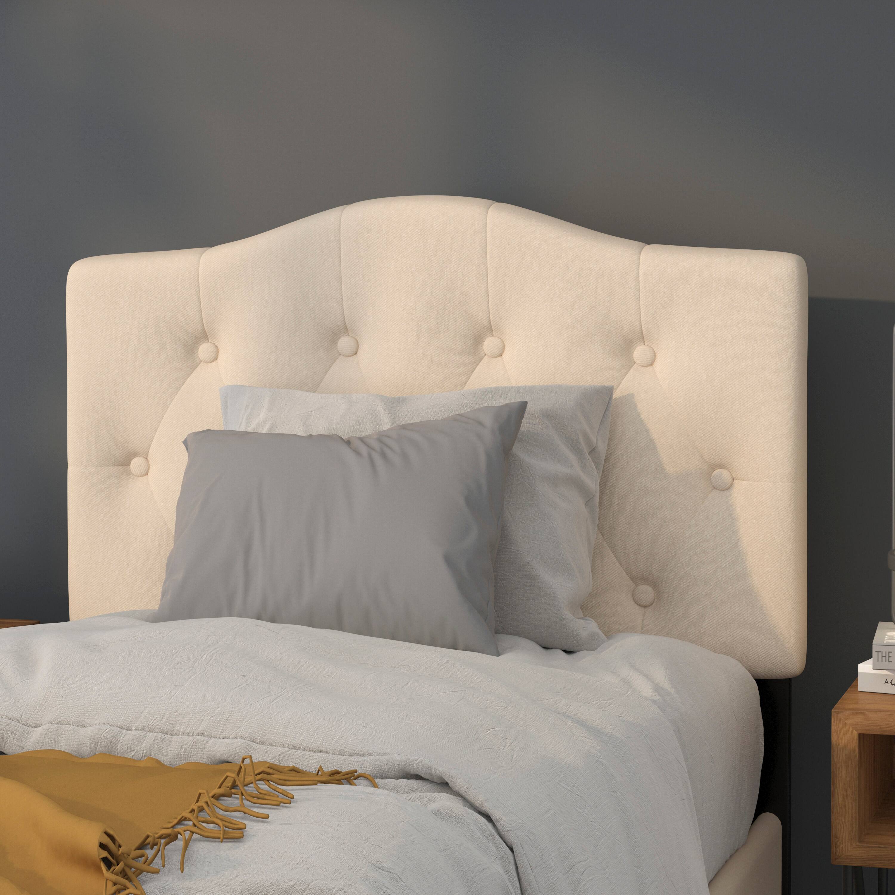 Emma + Oliver - Arched Button Tufted Upholstered Headboard - Beige