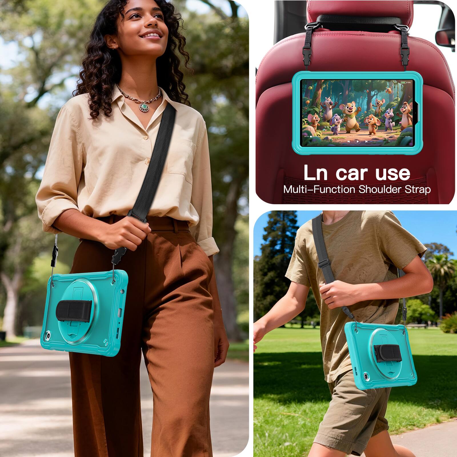In car use  
Multi-Function Shoulder Strap