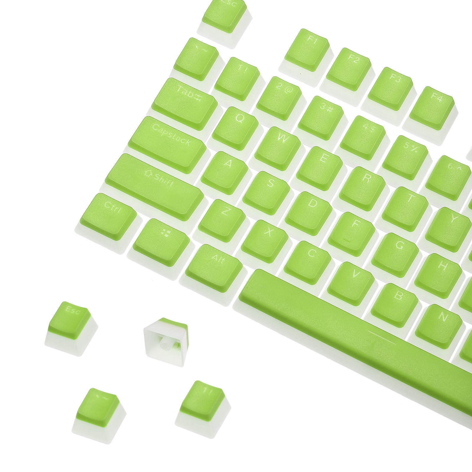 Unique Bargains - 108 Keys PBT Pudding Keycaps Set OEM Profile Double Shot for Mechanical Keyboard Layout - Light Green