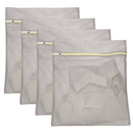 Unique Bargains - 4pcs Mesh Laundry Bags with Zipper Fine Net for Delicates 16x20 Inch for Travel Clothes, Bathroom, Dorm and Bras - Ultra Gray