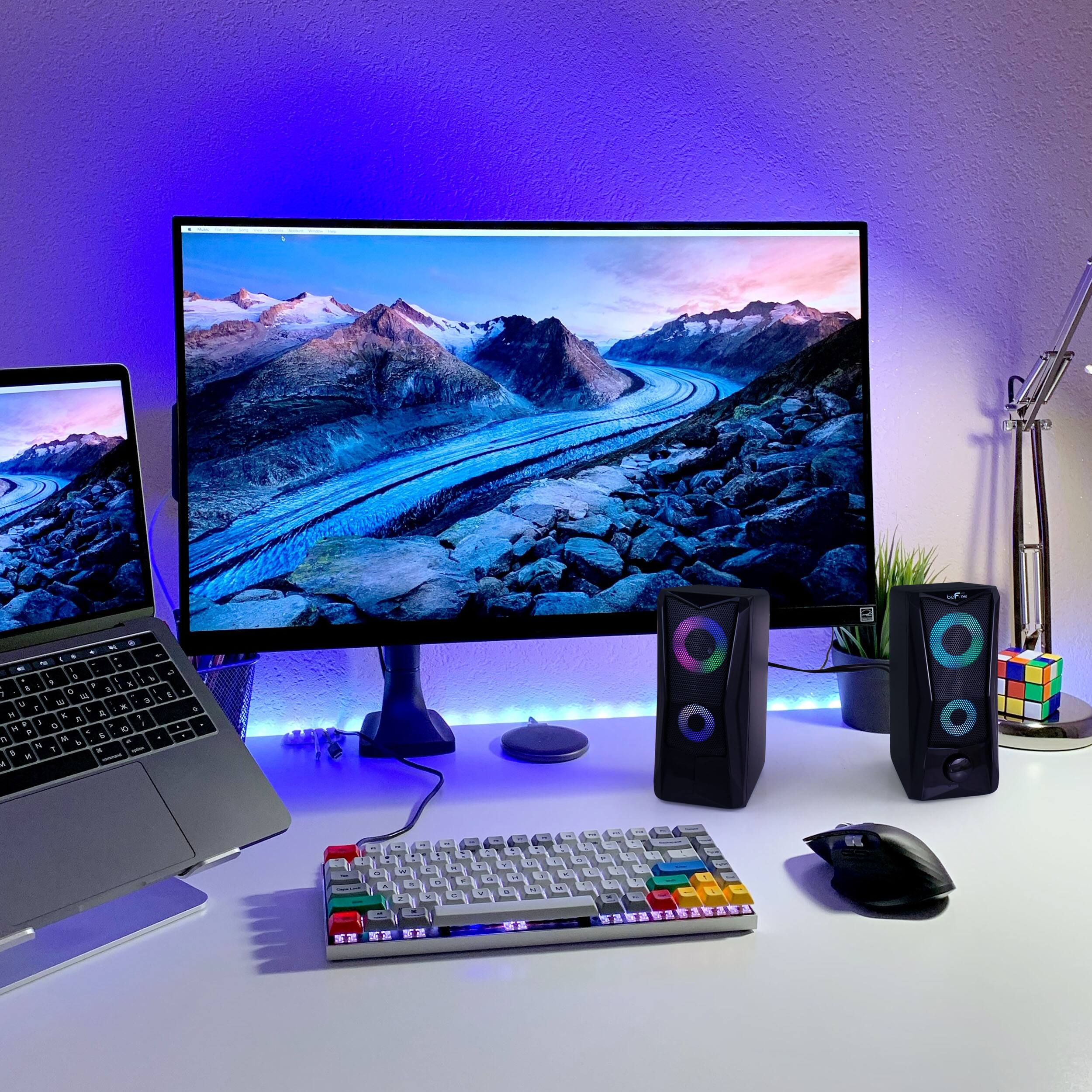 Alt View 3. beFree Sound - beFree Sound Computer Gaming Speakers with Color LED RGB Lights - Black.