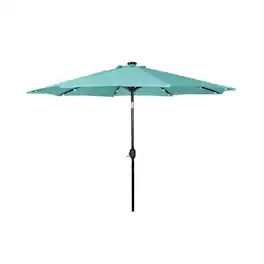 WestinTrends - Cyrus 9 ft. Patio Solar Power LED lights Market Umbrella - Turquoise