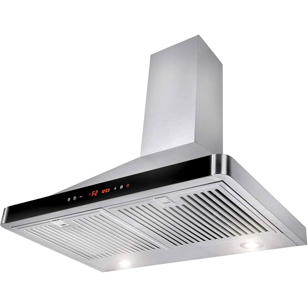 Angle. Winflo - Winflo 30 inch Convertible 480 CFM Stainless Steel Wall Mount  Range Hood with Baffle Filters - Stainless Steel.