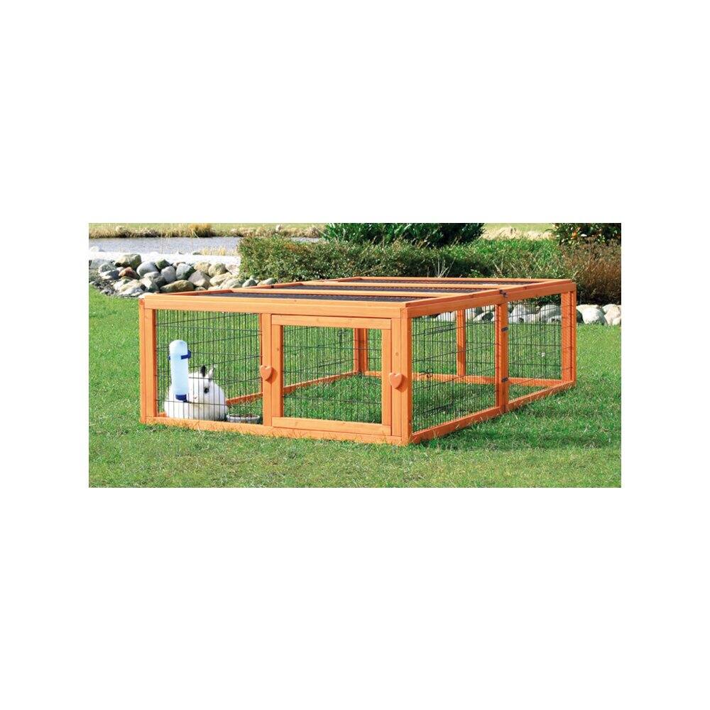 Angle. TRIXIE - Weatherproof Outdoor Animal Cage and Run Extension Hinged Roof - Brown.