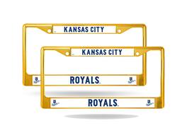 Rico Industries - Kansas City KC Royals Gold Chrome Metal License Plate Frame - Set of 2 Frames - Multi