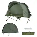 Front. Costway - 1-Person Outdoor Camping Tent Cot Compact Elevated Tent Set W/ External Cover Green - Green.