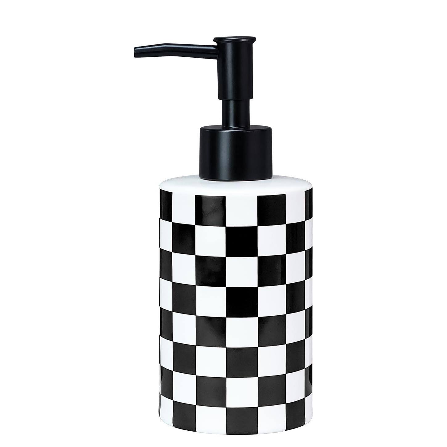 Black and White Checkered Soap Dispenser