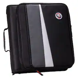 Case It - Case-It 2 Inch 3 D-Ring Zipper Binder with Padded Laptop Case Workstation, Shoulder Strap - Black