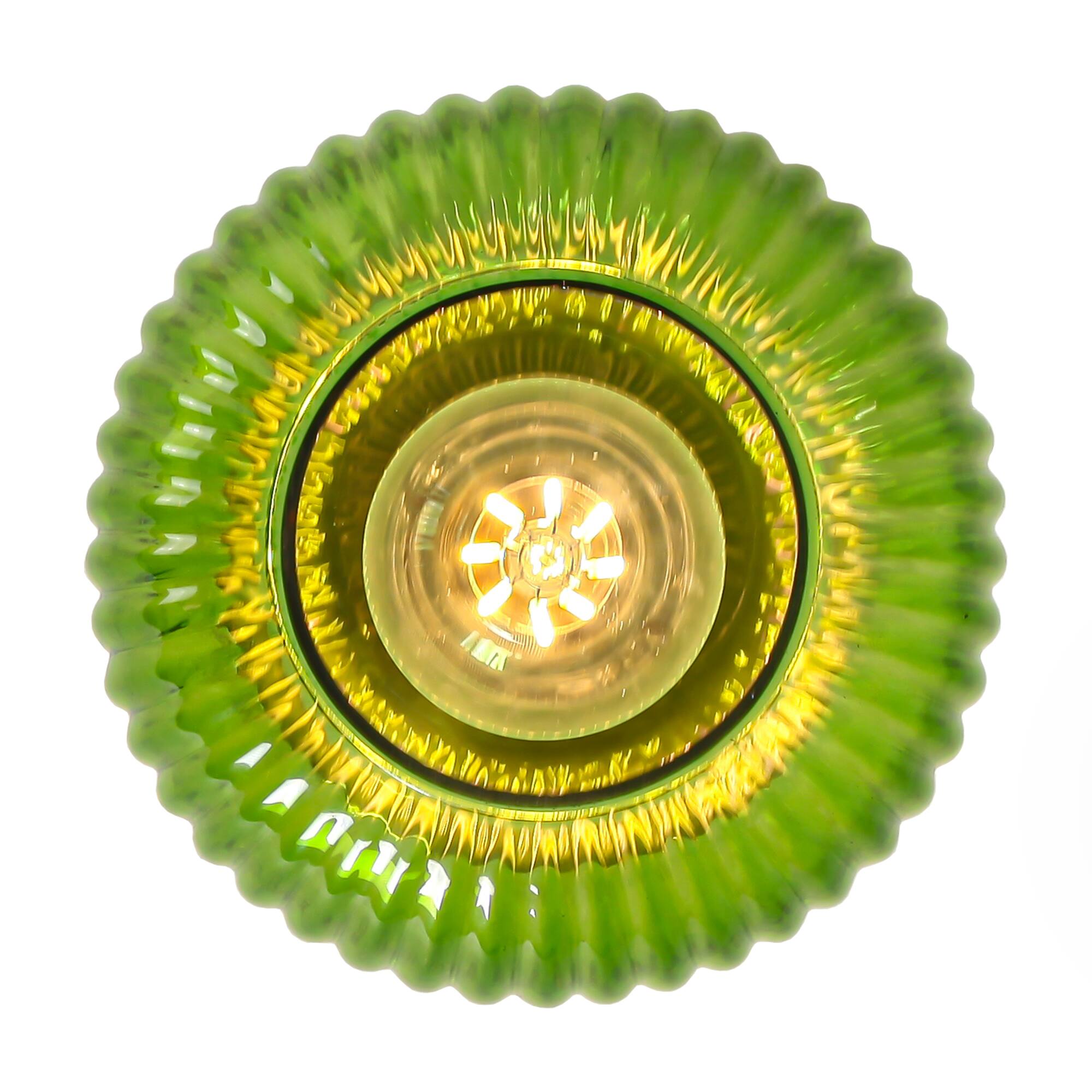 Back. Parrot Uncle - 6" Wide Vintage Gold Semi Flush Mount Ceiling Light with Green Glass - Gold.