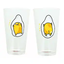 Toynk - Gudetama the Lazy Egg 16oz Pint Glass Set of 2 - Clear