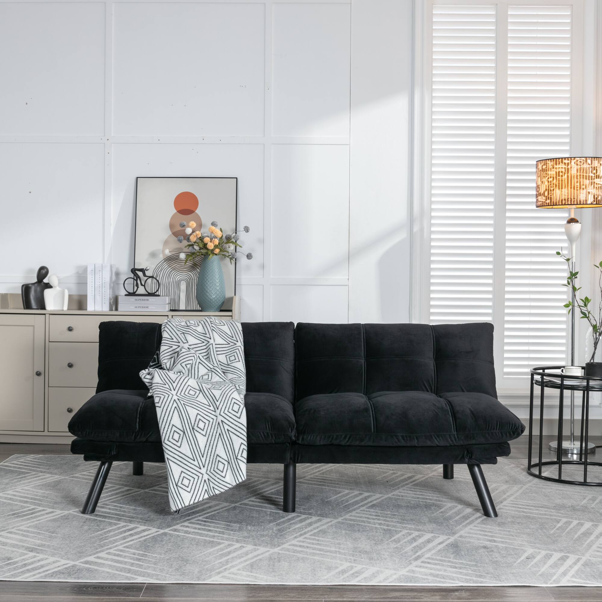 Alt View 9. GOODSILO - Convertible Folding Sofa Bed with Adjustable Armrests and Backrest for Small Spaces - Black.