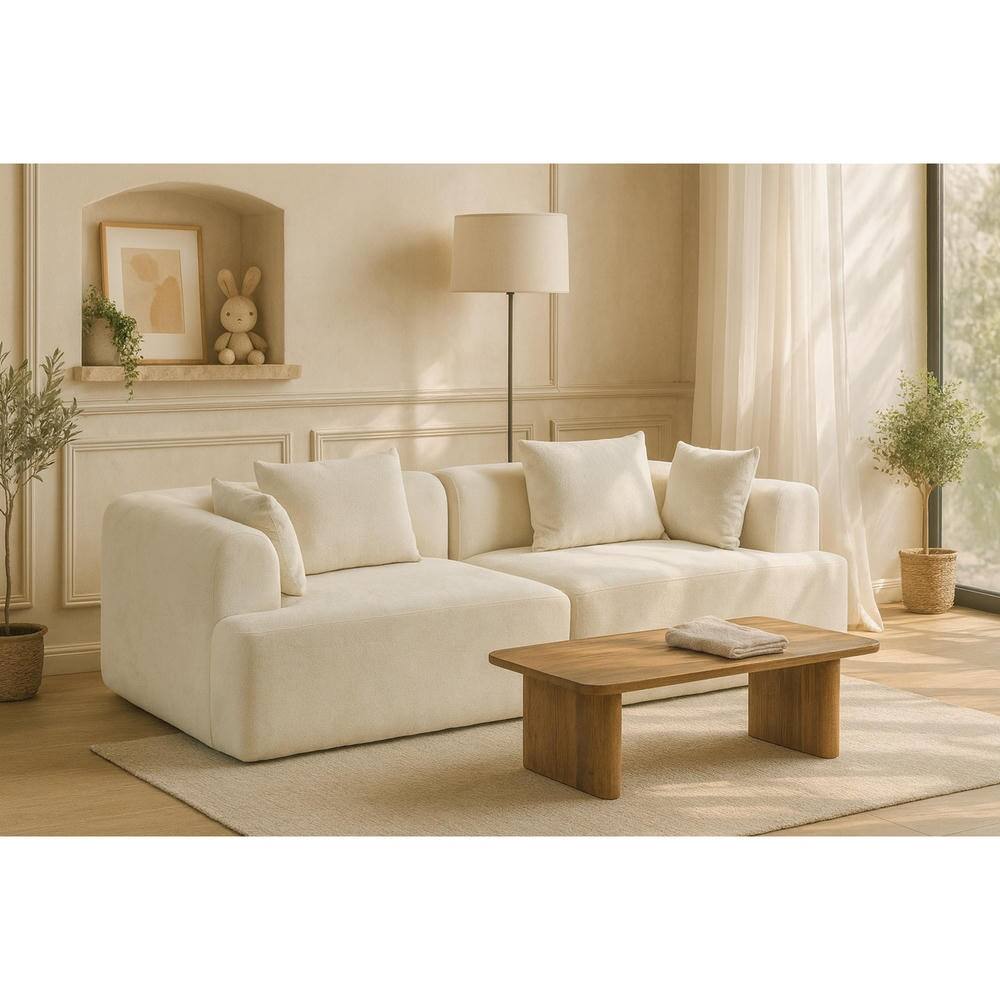 Alt View 9. Kadyn - 96" Full-Foam Modular Sectional Sofa, 2-Piece Boucle Cloud Couch, Compressed Shipping - White.