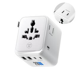 Westinghouse - WGo 28W Universal Travel Adapter, 3 AC, 3 USB-C 2 USB-A - White