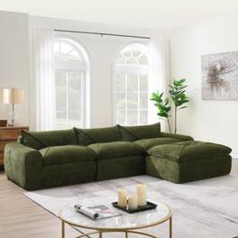 LUCKY ONE - 116" Fully Compressed Legless Sofa No Assembly High Density Foam Free Combination - Green