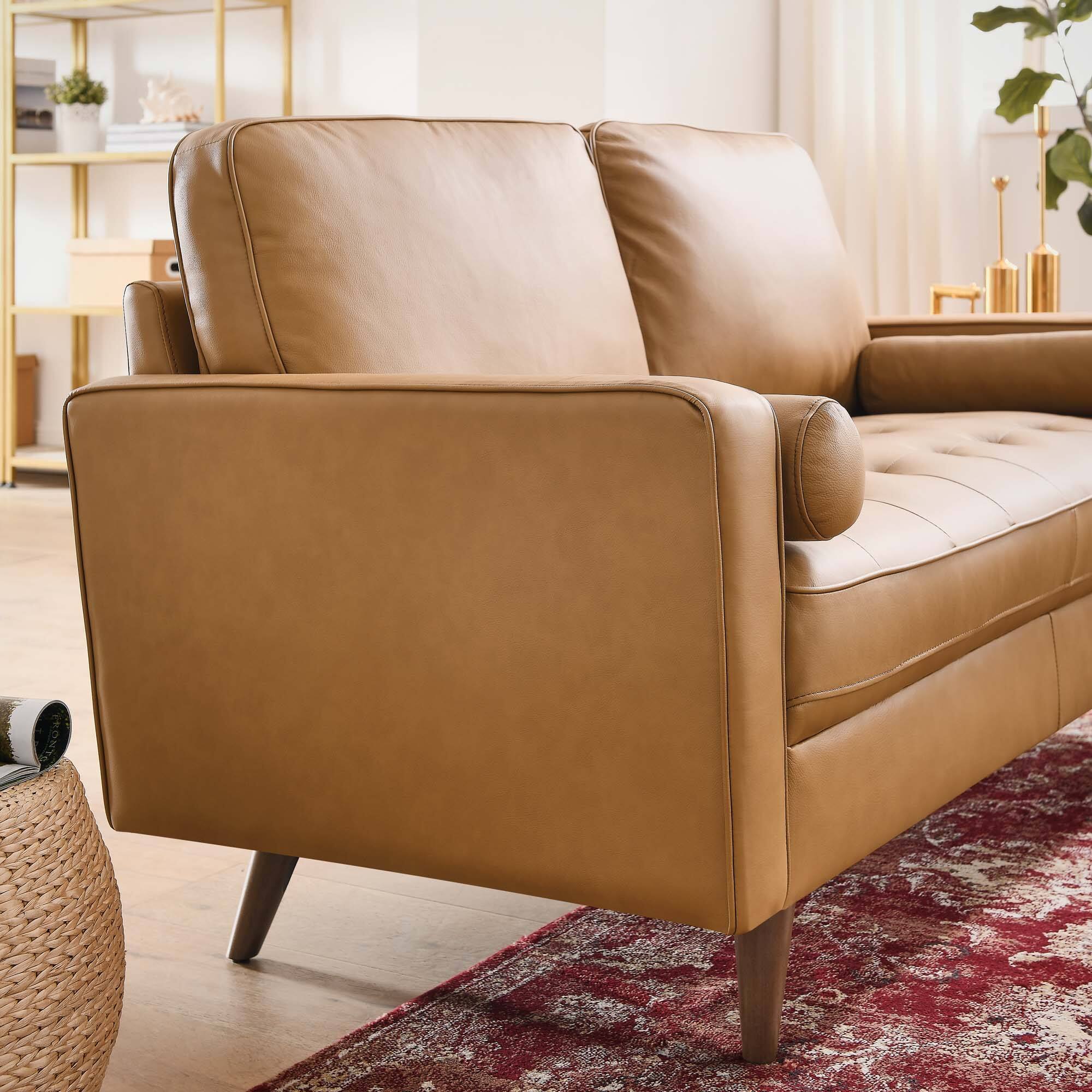 Back. Modway - Valour Leather Loveseat by Modway - Tan.