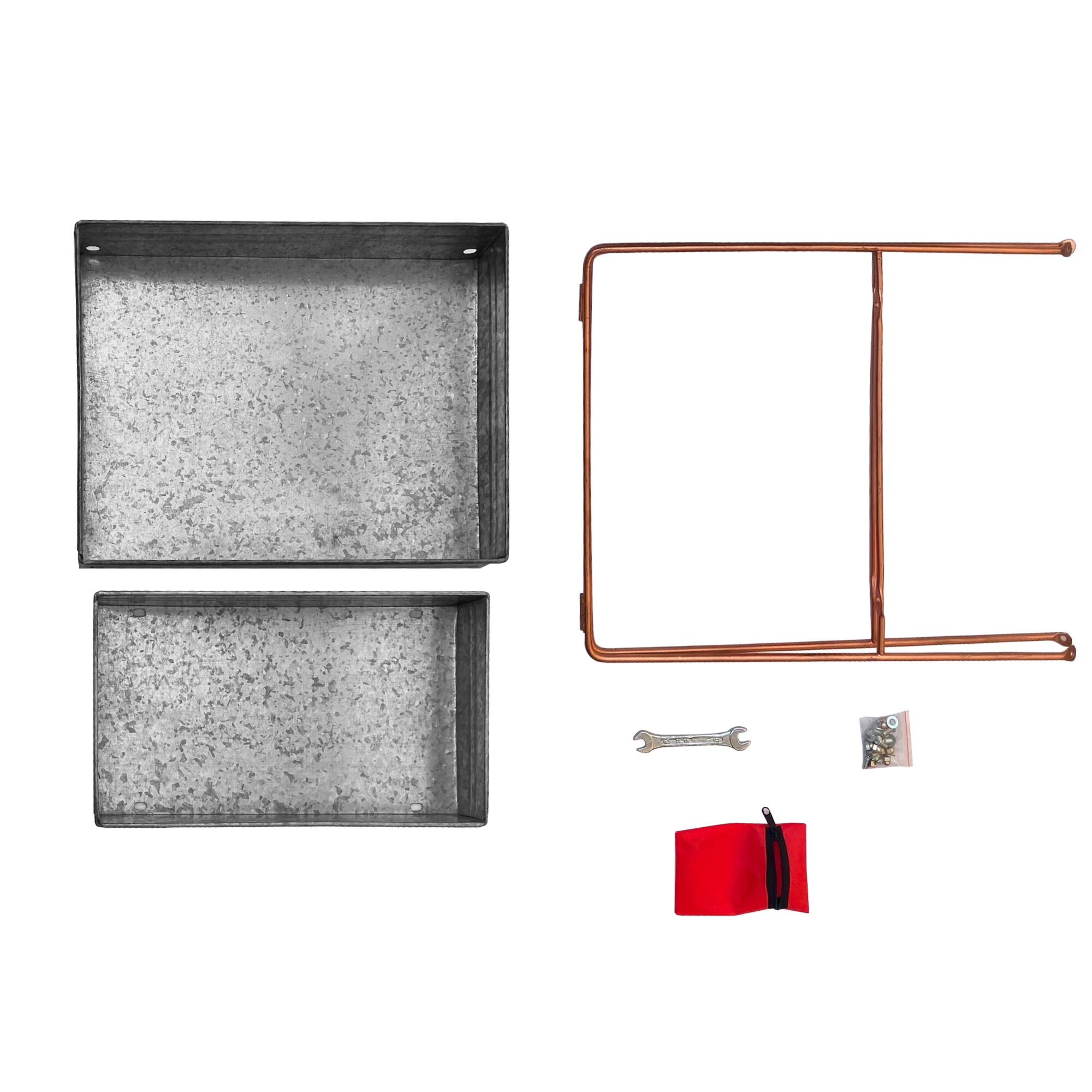 Alt View 2. Manhattan Lane - Galvanized Metal 2 Tiered Rectangular Serving Tray - Gray.