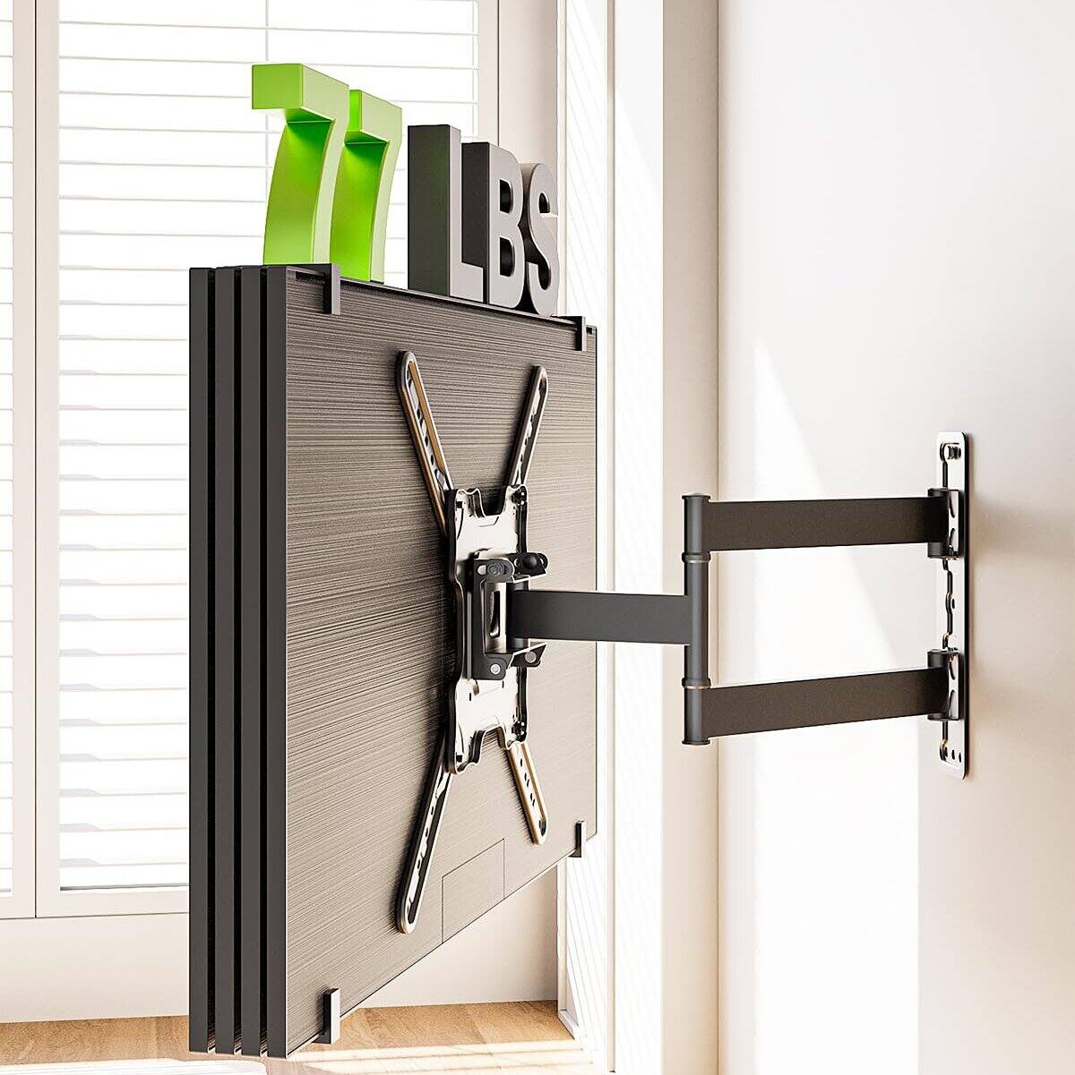 Angle. Dazzed Corner - Full Motion TV Wall Mount for 26-60'' TVs, Swivel Tilt, VESA 400x400 - Black.