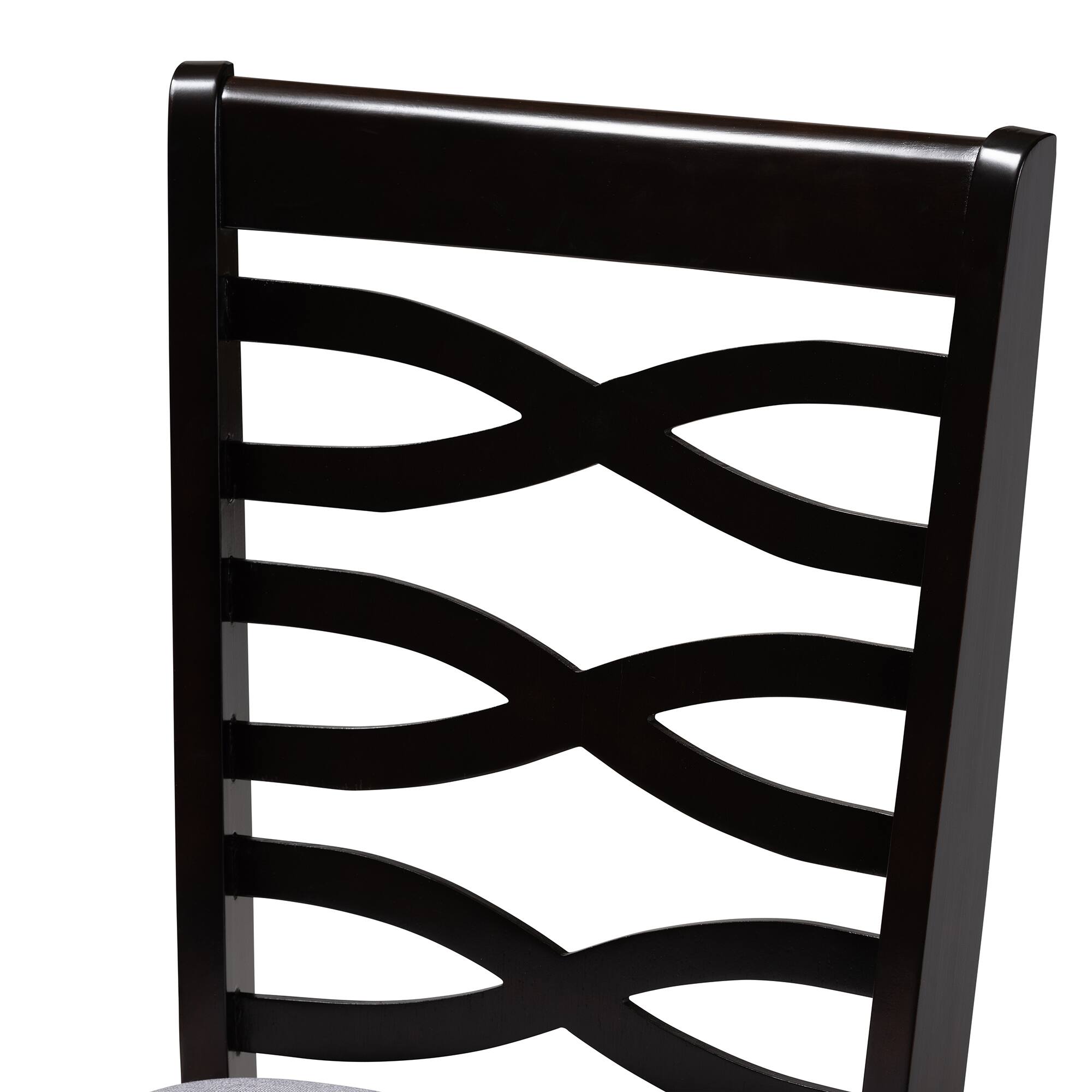 Left. Baxton Studio - Lanier Modern and Contemporary Fabric Upholstered Espresso Finished Wood Dining Chair - Gray/Espresso.